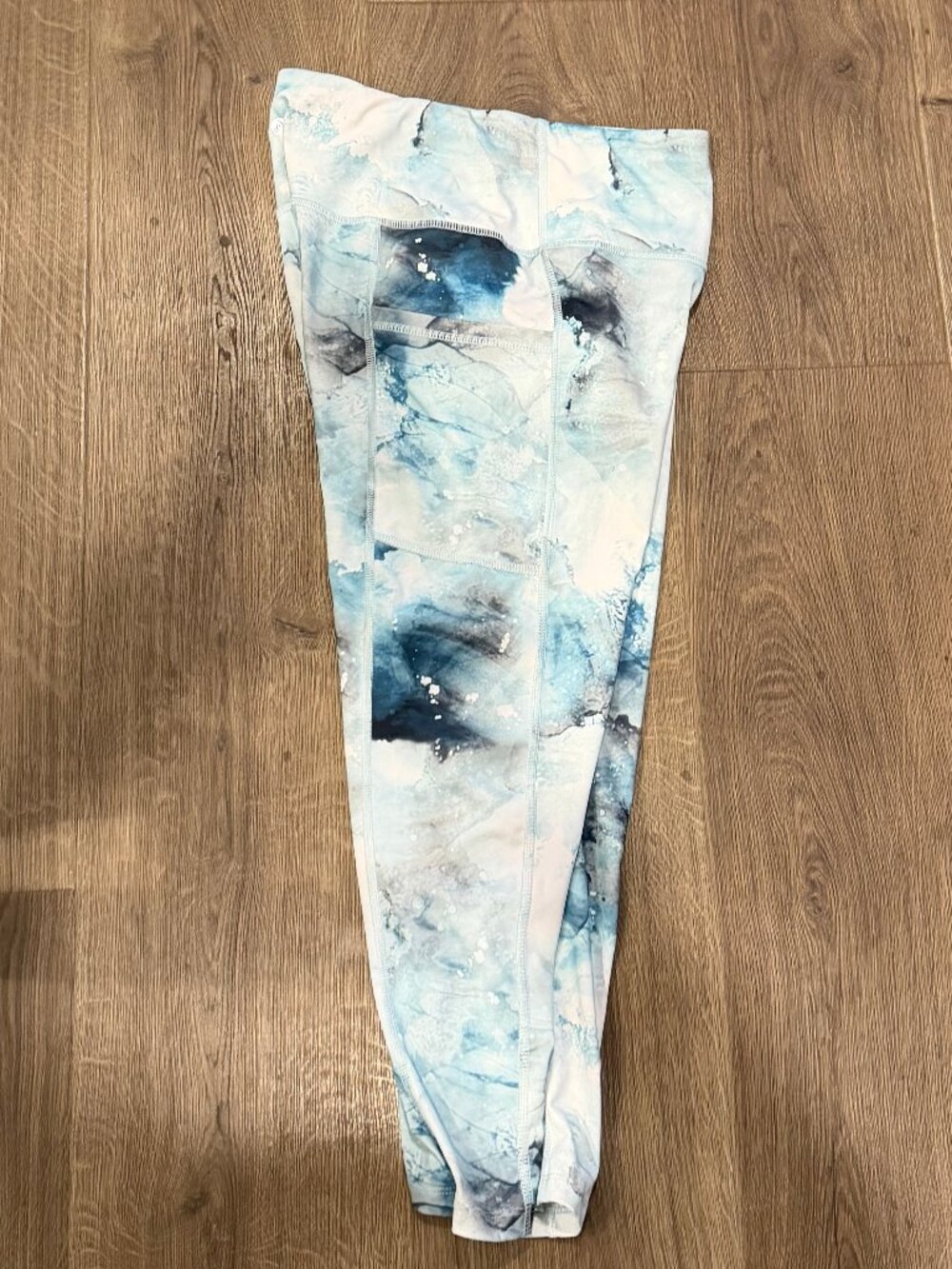 Balance Collection Blue Marble Yoga Leggings High Rise Capri Pocket Women's L - Picture 3 of 6
